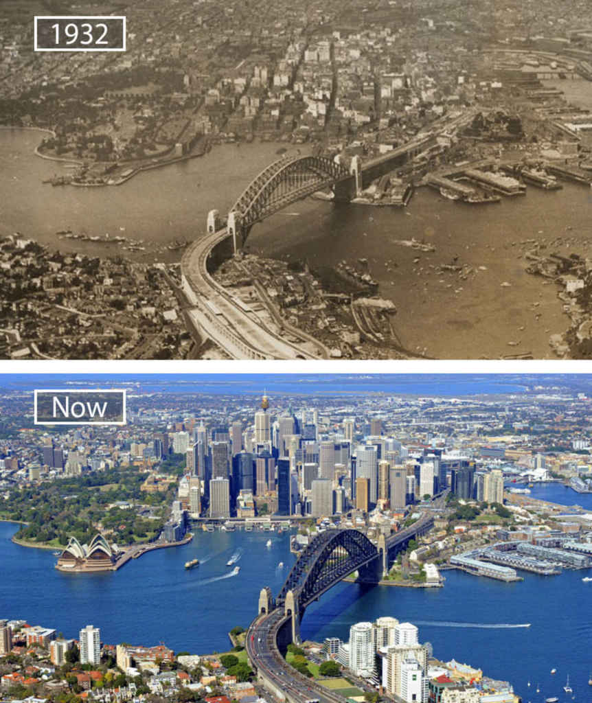Sydney CBD from North Sydney, 1932 and present day